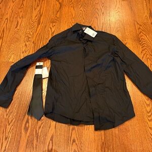 NWT large slim fit black dress shirt and tie from H& M